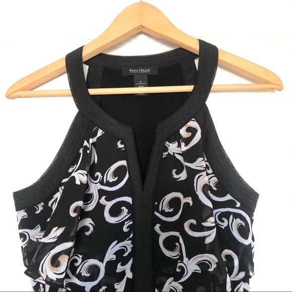 White House Black Market Black Scroll Tiered Top - Picture 4 of 16